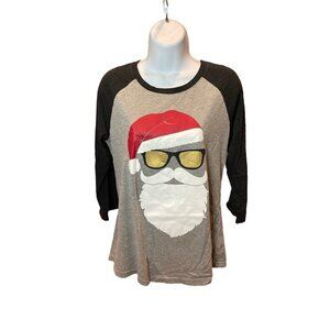 Santa Gray Henley T-Shirt Sz S